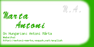 marta antoni business card
